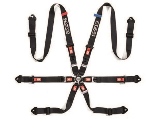 Sparco Belt Prime H2 6-Point FHR 2in Harness - Black