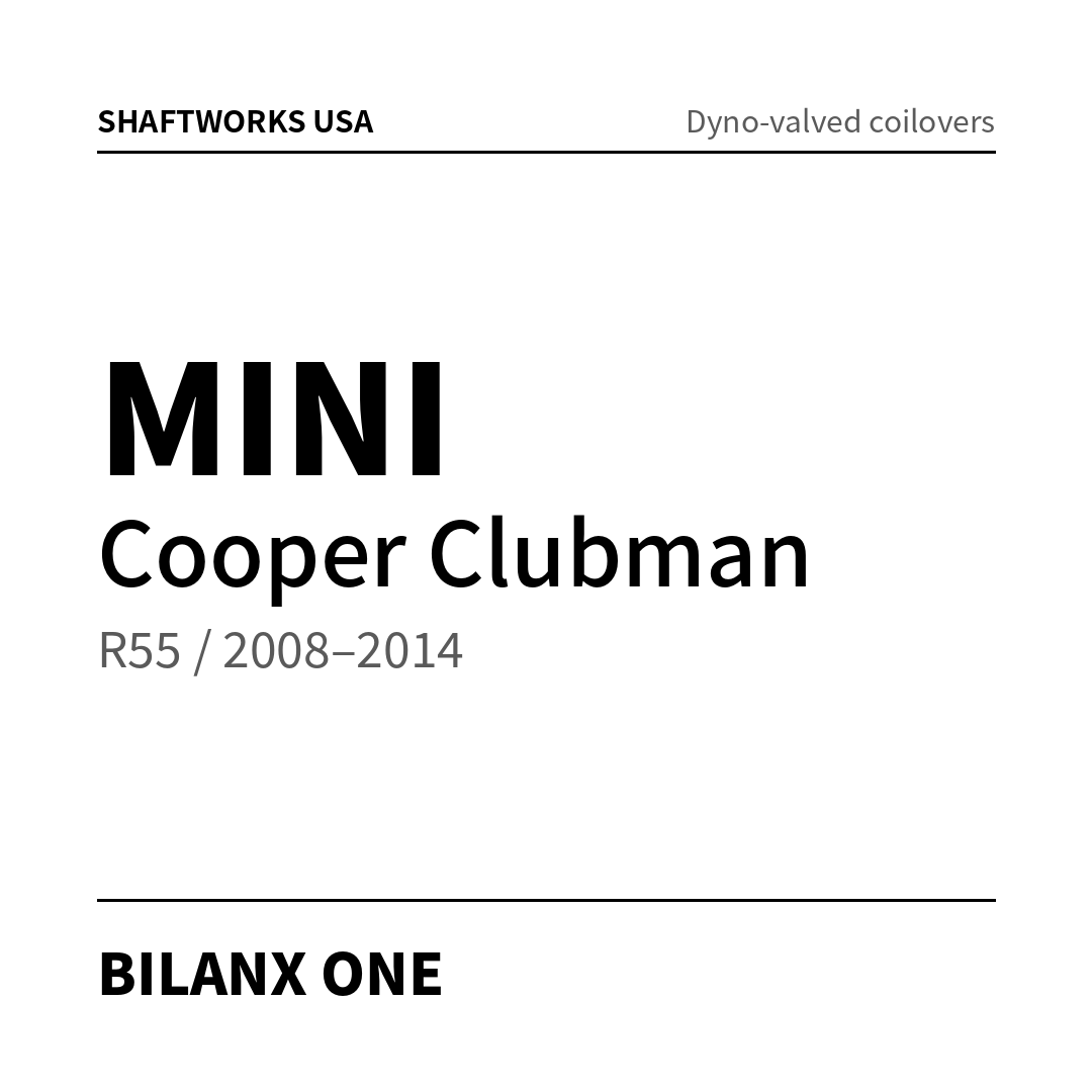 Bilanx ONE coilovers – MINI Cooper Clubman R55 / 2008–2014