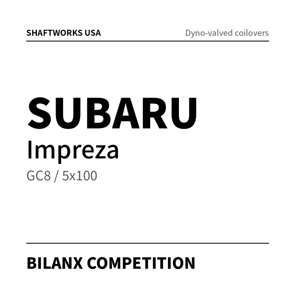 Bilanx Competition coilovers – Subaru Impreza GC8 / 5x100