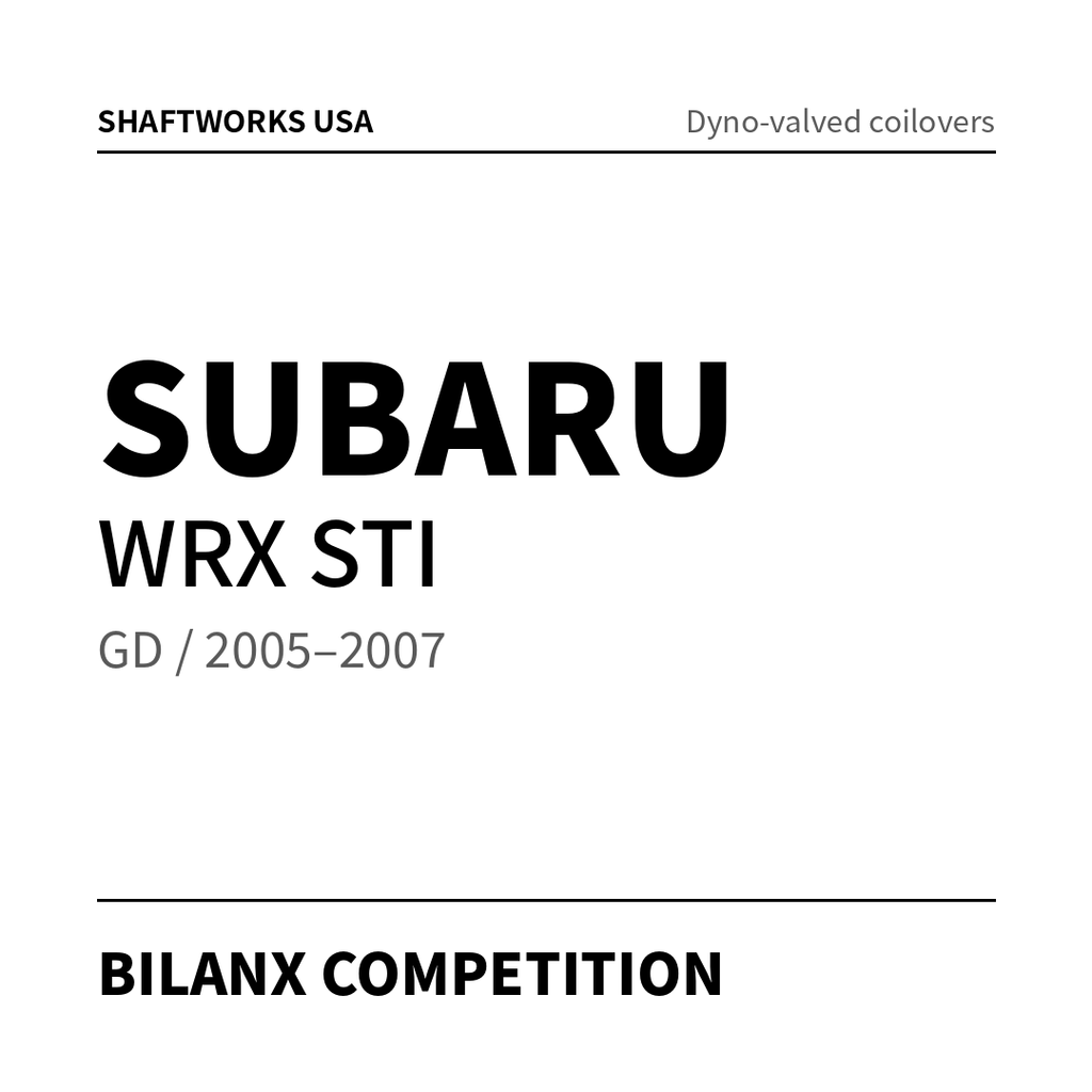 Bilanx Competition coilovers – Subaru WRX STI GD / 2005–2007