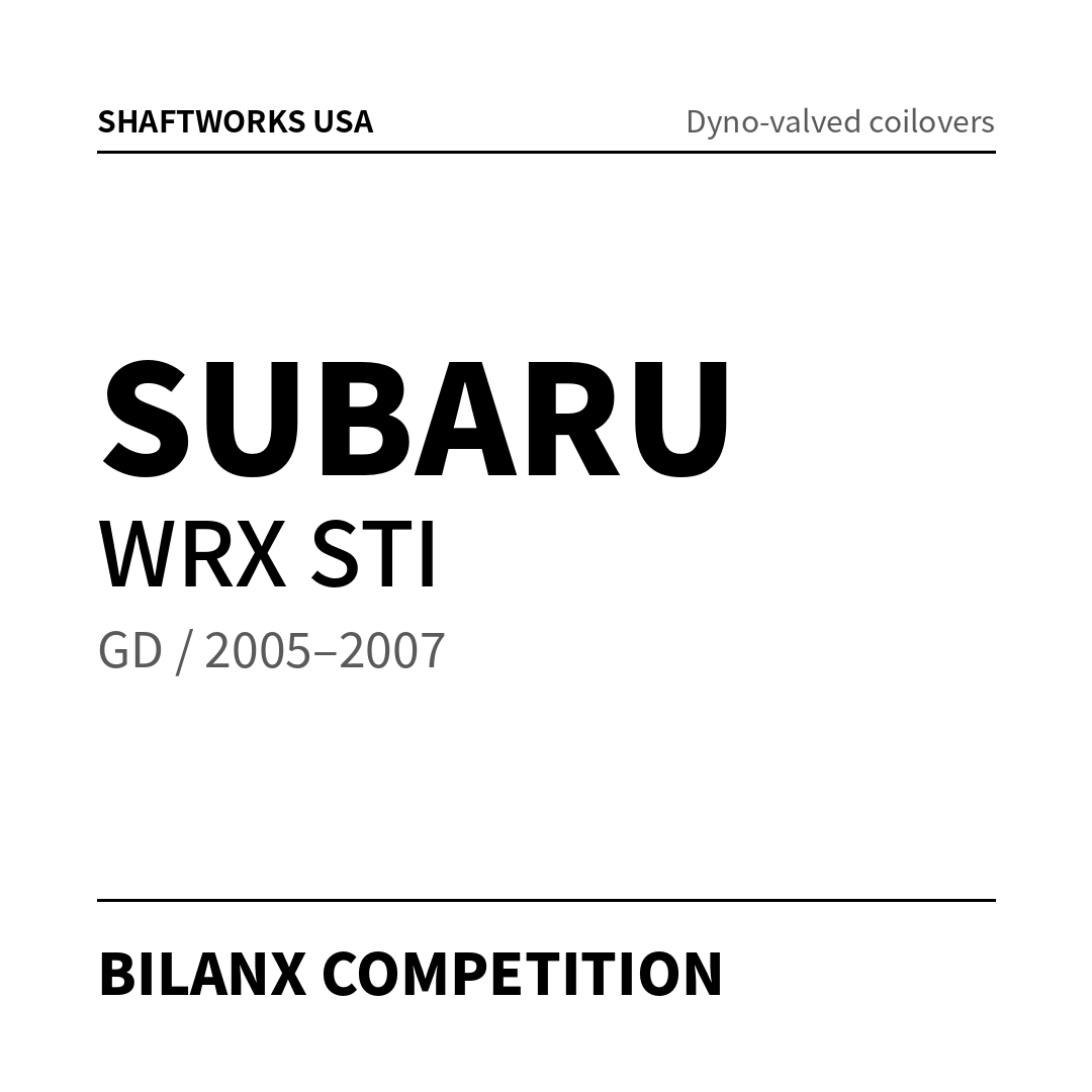 Bilanx Competition coilovers – Subaru WRX STI GD / 2005–2007