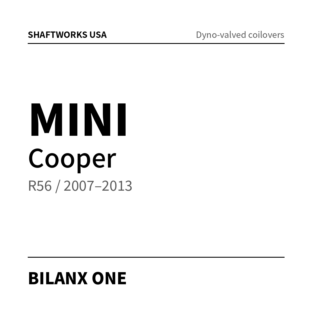 Bilanx ONE coilovers – MINI Cooper R56 / 2007–2013