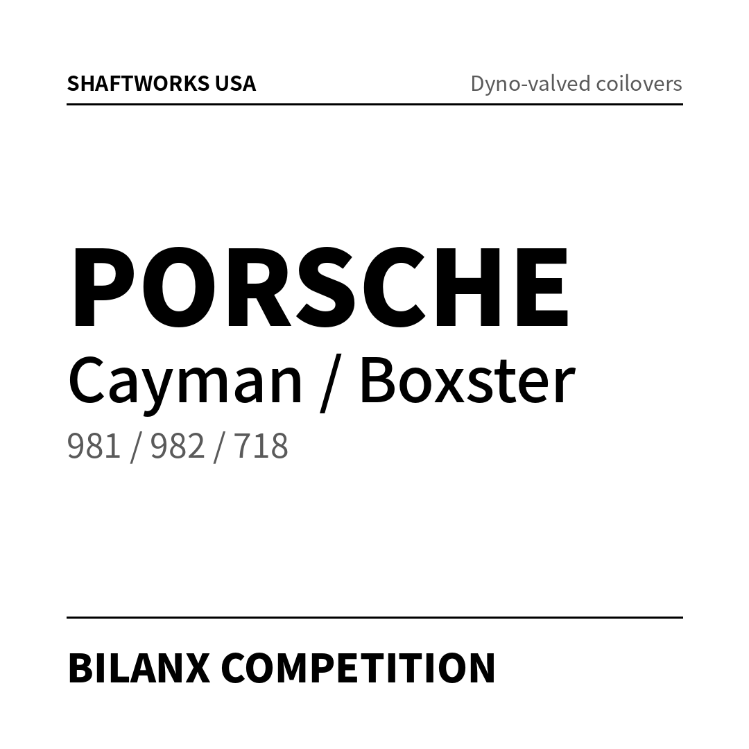 Bilanx Competition coilovers – Porsche Cayman / Boxster 981 / 982 / 718